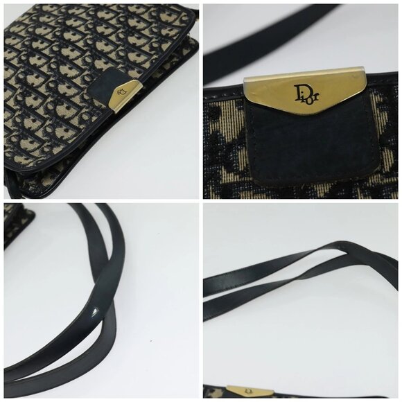 Christian Dior Trotter Canvas Shoulder Bag Navy Gold Auth ep10451 - Picture 16 of 16